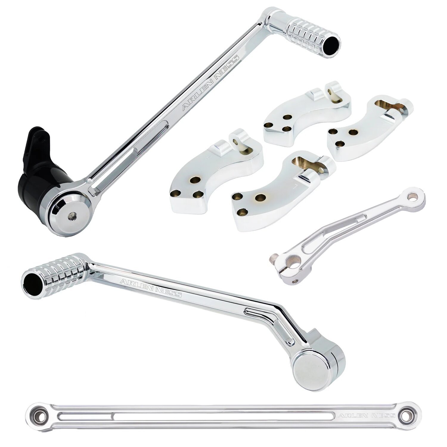 Arlen Ness, +3" extended foot control kit, Chrome