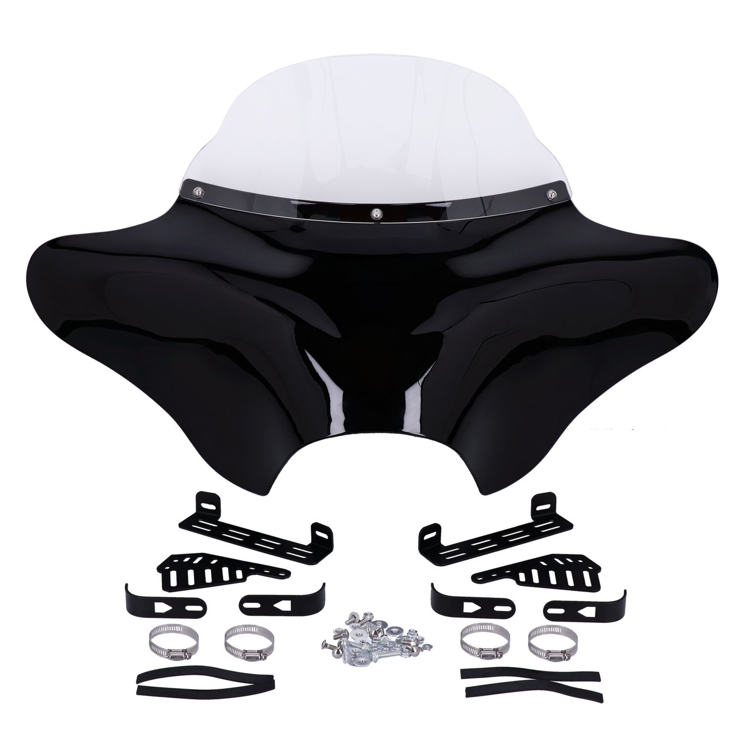 MCS, outer batwing fairing kit. fork mounted, Black