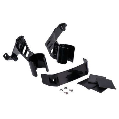 Mount kit used to install 998294 Softail fairing. 
OEM replacement reference 57001249. 
Note: Installation on Street Bob and Softail Standard requires separate purchase of 12700164 (left hand turn signal bracket), 67800630 (right hand turn signal bracket) & 2x 67015-02 (screw lock). Low Rider models, with Tall Risers/Moto Bars, require these parts as well. 
Note: Will not fit models with upside down forks. 
Note: FXBB, FXST models require a turn signal relocation kit