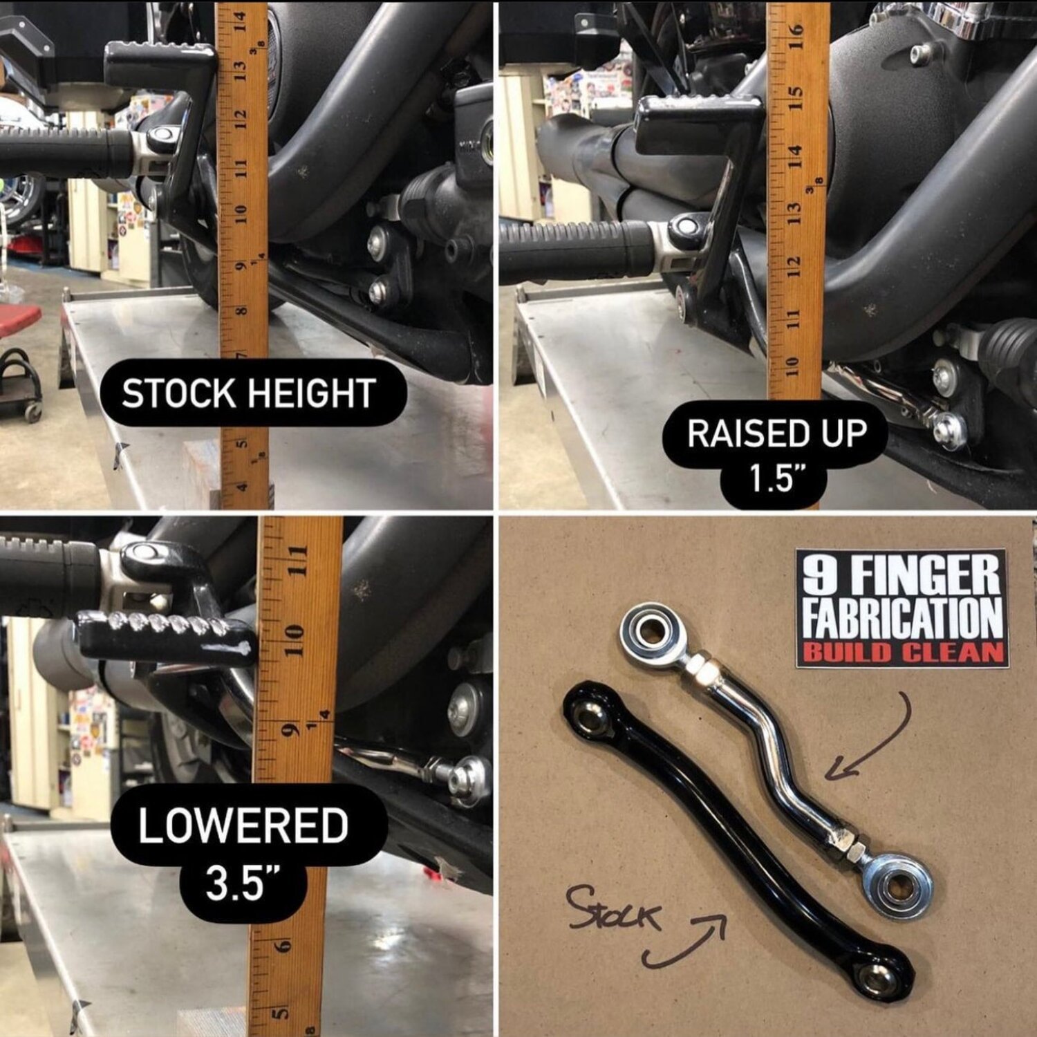 9Finger Fabrication, M8 mid-control brake linkage