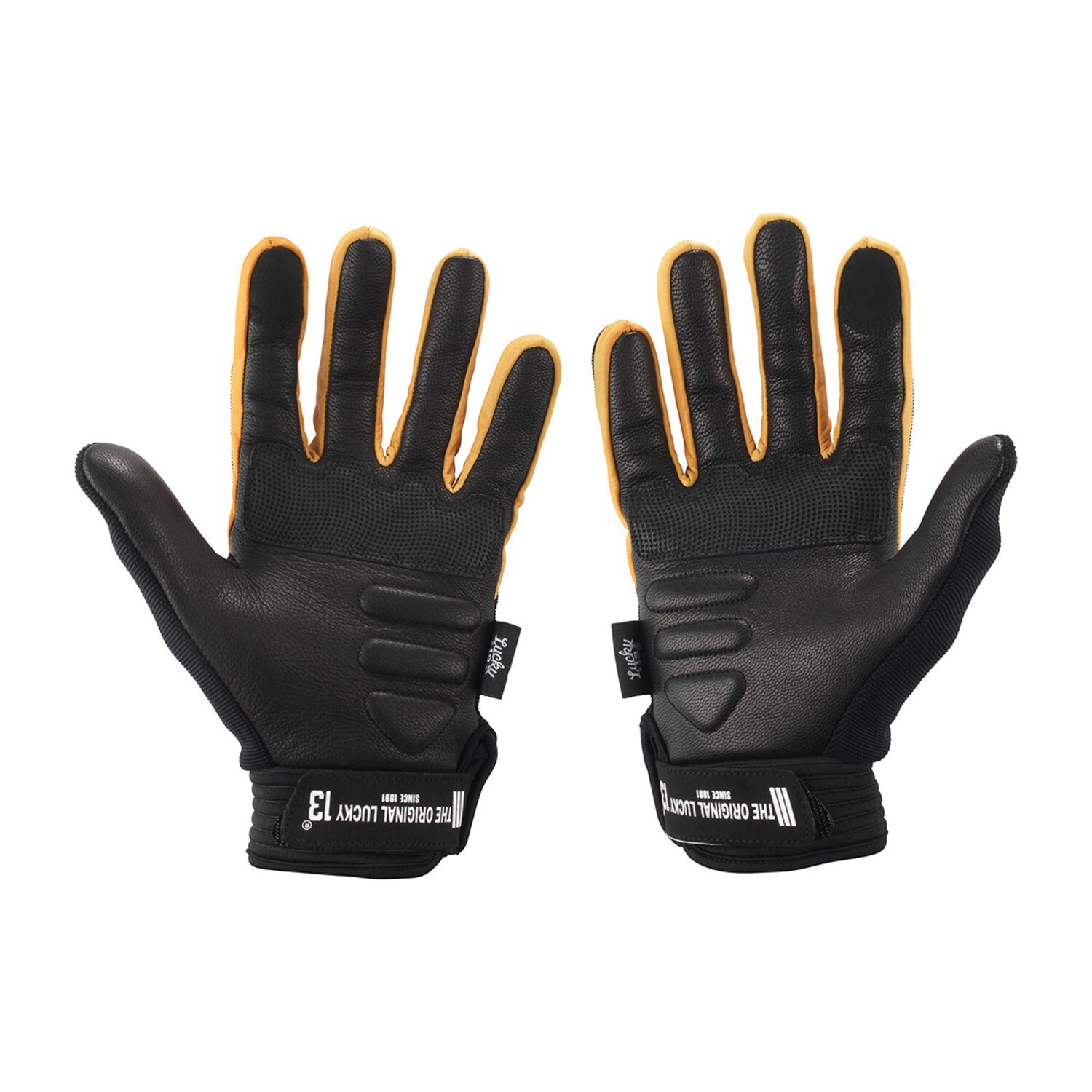 L — Lucky 13 Pirate Skull gloves black /yellow, L