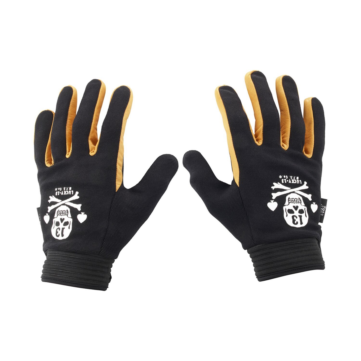 2XL — Lucky 13 Pirate Skull gloves black /yellow, 2XL