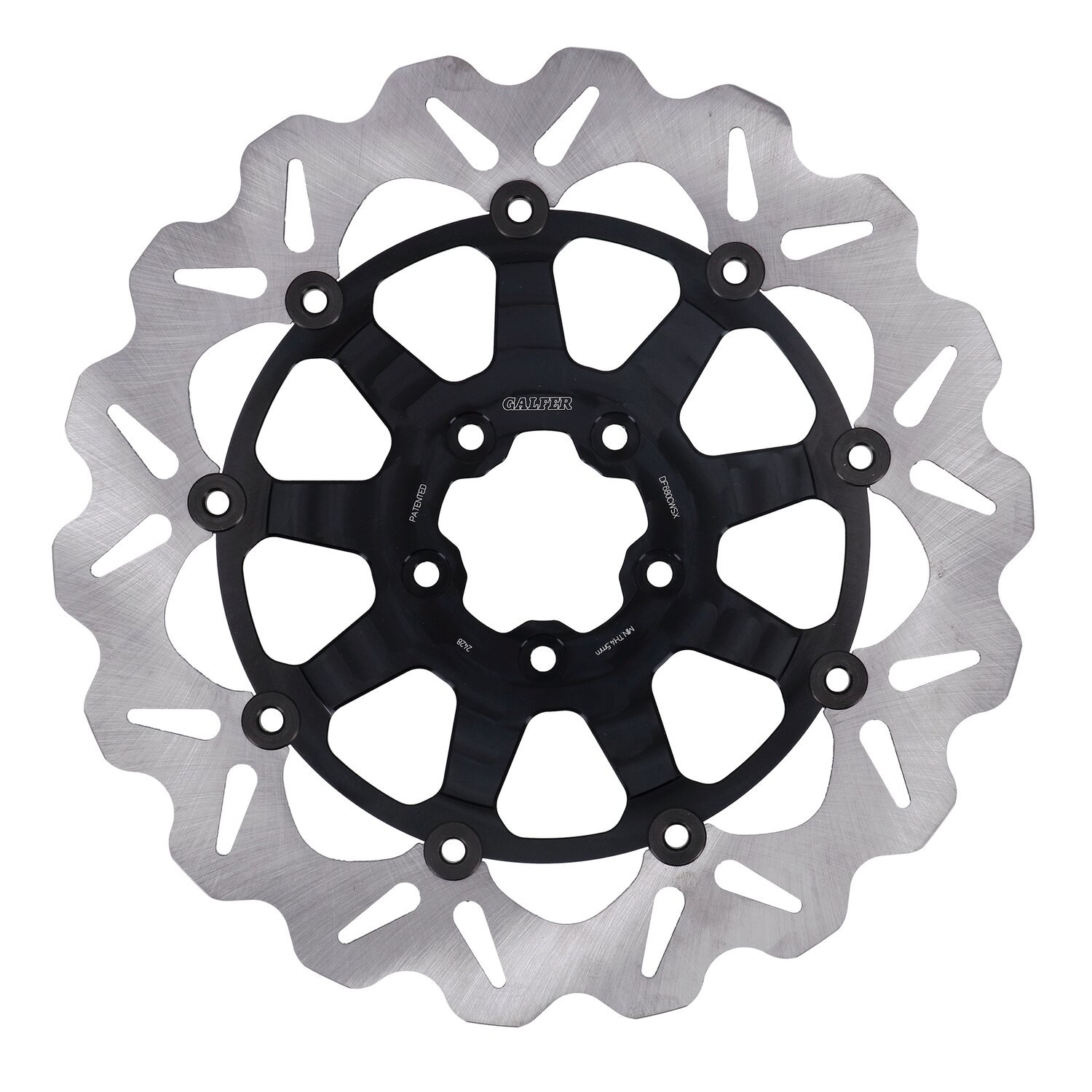 Galfer brake rotor. Wave. Floating. Black/Bright. 330x5mm