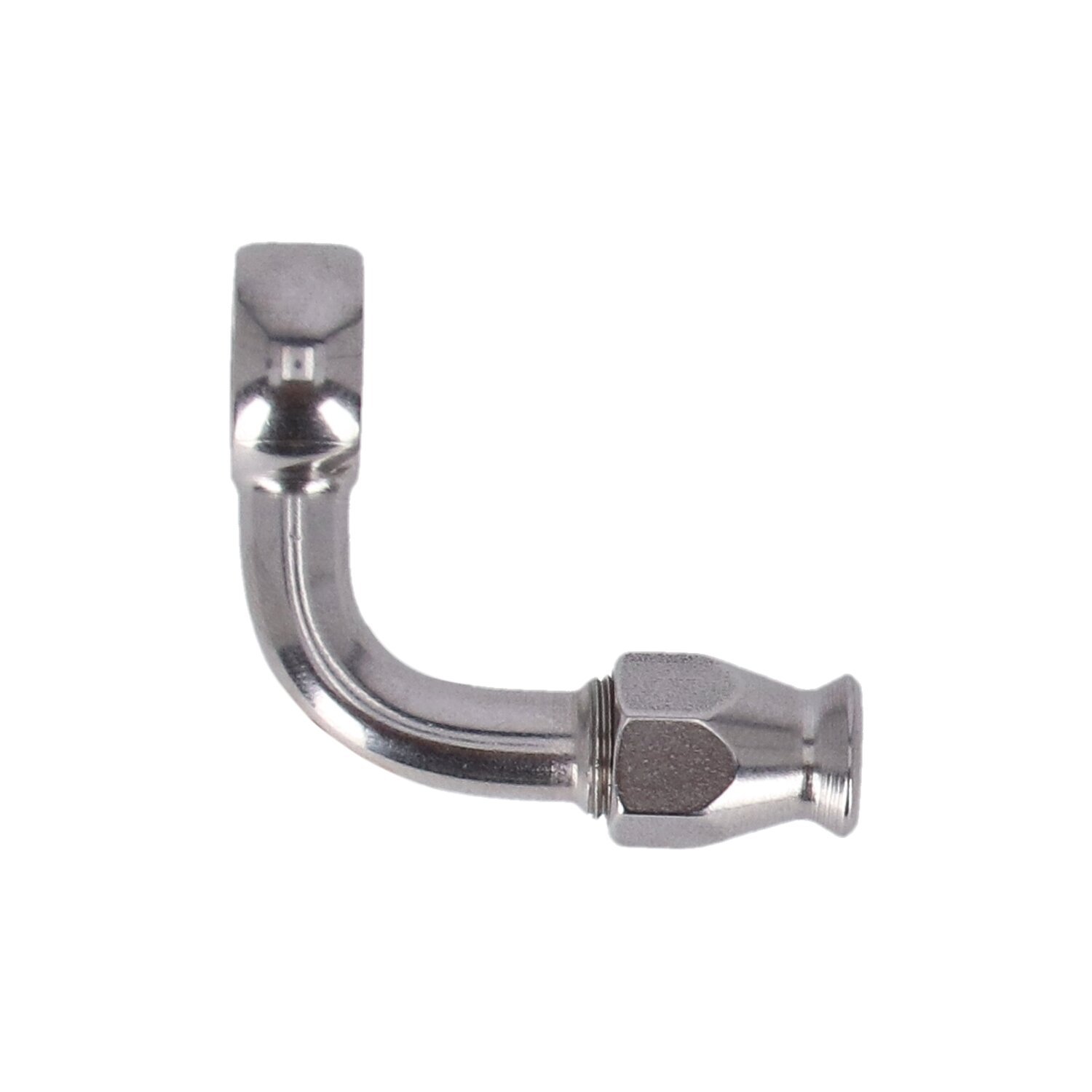 Goodridge, 7/16" (11mm) banjo fitting 90 degree bend. SS