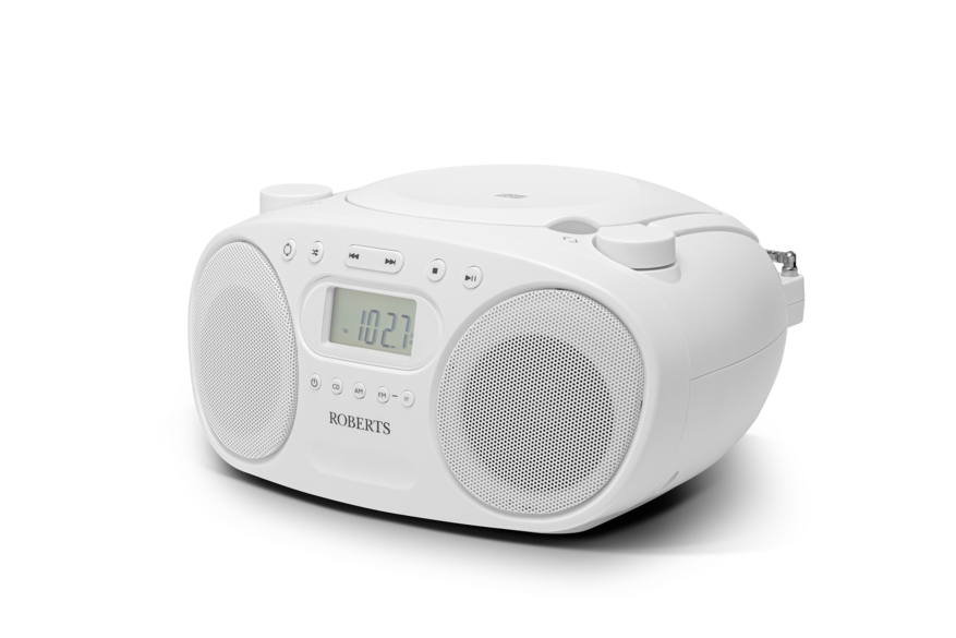 Roberts White Portable Cd Boombox With Fm/Am Radio