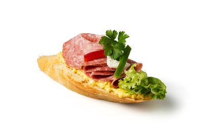 Bild von Baguette Brötchen mit Salami