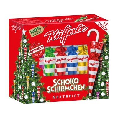 Bild von Küfferle Schokoschirmchen 12er bunt gestreift