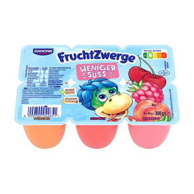 Bild von Danone Fruchtzwerge Pfirsich Kirsche Himbeere weniger süß