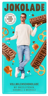 Bild von Jokolade Vollmilchschokolade mit Brezelstücken & Karamell und Meersalz