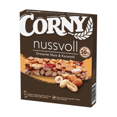 Bild von Corny Nussvoll Riegel Dreierlei Nuss&Karamell