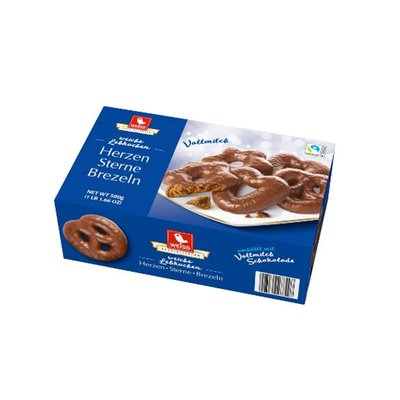 Bild von Weiss Lebkuchen Herzen, Sterne und Brezeln Vollmilch