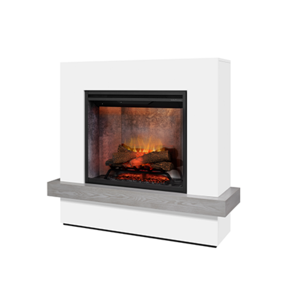 Met de Sherwood haal je de allure en de stijl in huis van een grote moderne haard. Het grijze houtaccent sluit subtiel aan bij het marmerpaneel aan de binnenkant.