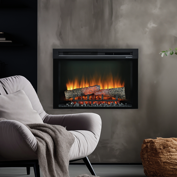 Elektrische inbouwhaard voor naadloze integratie met frameloos ontwerp.