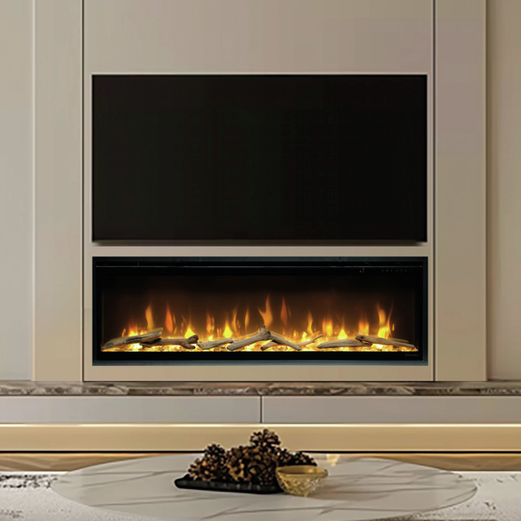 Ignite Evolve, de ondiepe elektrische haard met prachtige vlammen en decoratie.