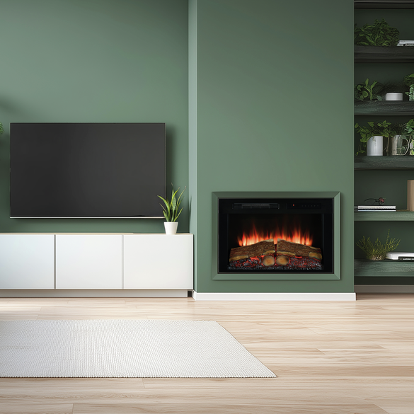 Moderne Spark elektrische haard met realistische vlammen en bediening via app.