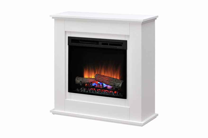 Tijdloze witte haard. Optiflame®, verwarming, afstandsbediening. Plug-and-play.