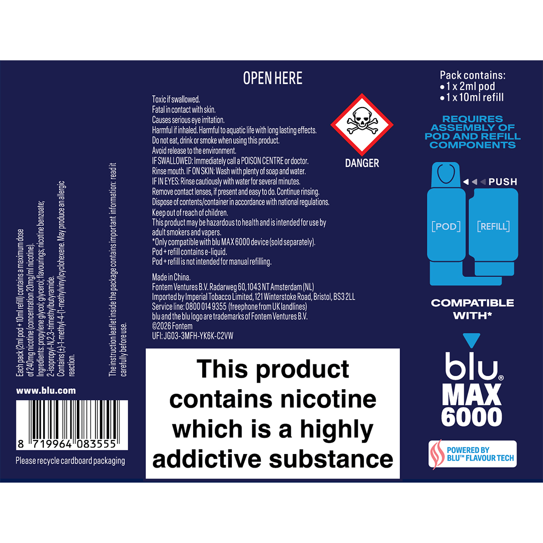 New blu MAX 6000 info page | Rechargeable vape