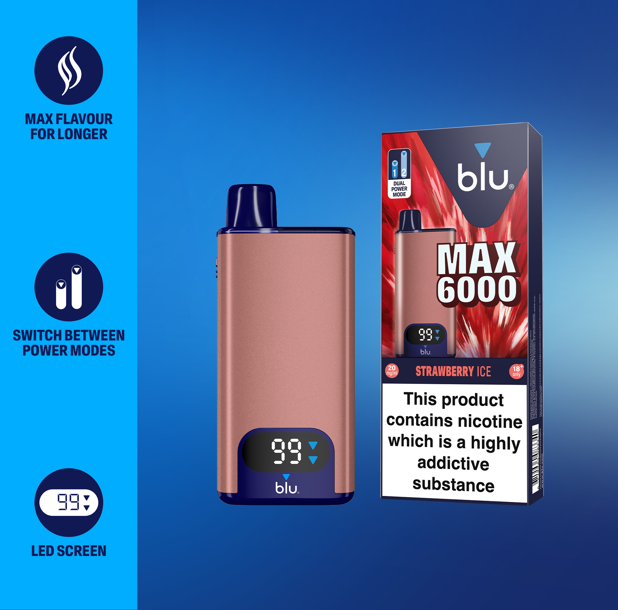 myblu vape pen battery Strawberry ice kit max 6000 | Rechargeable vape pen
