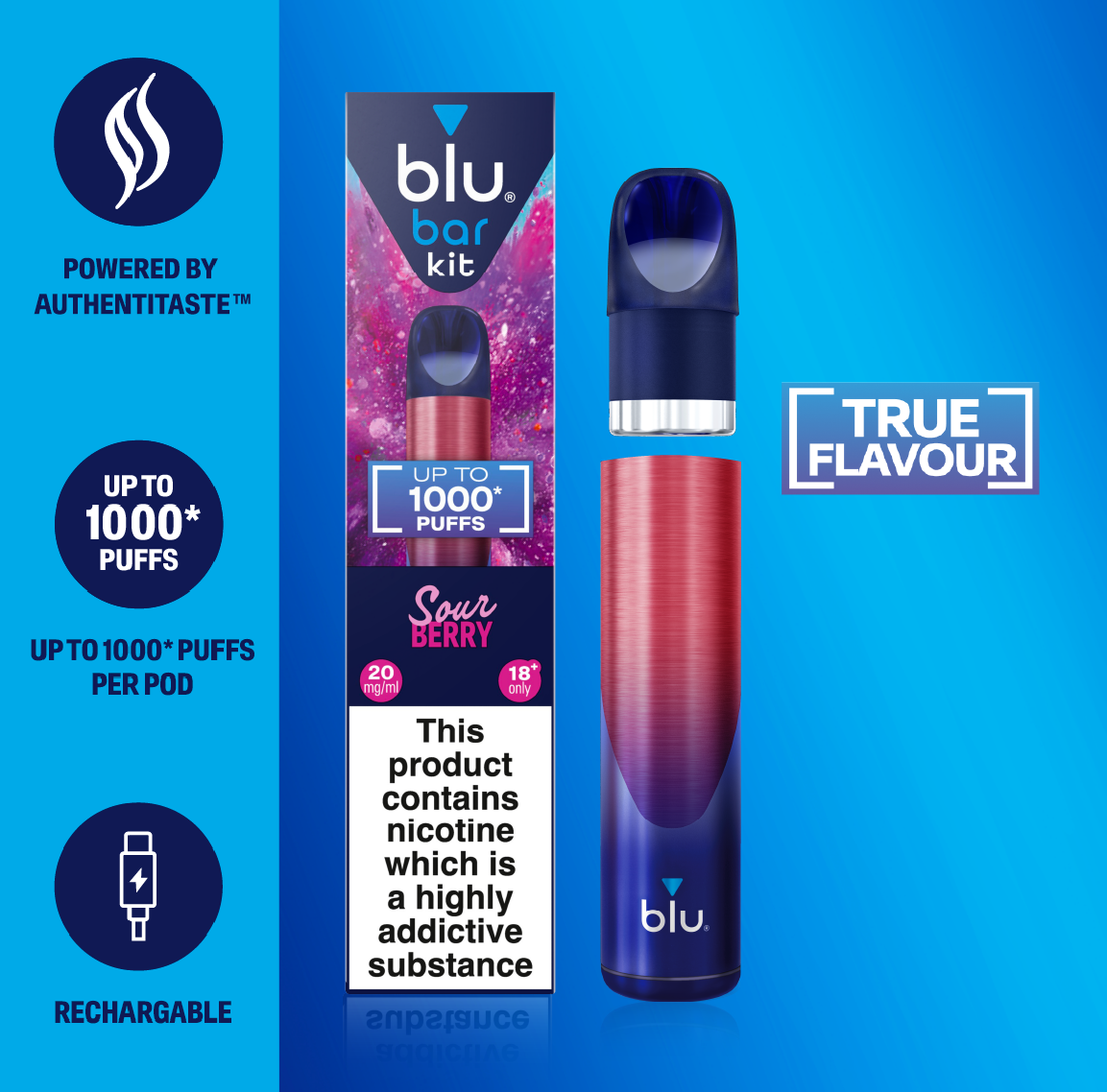 blue bar e zigarette sour berry kit | Rechargeable vape