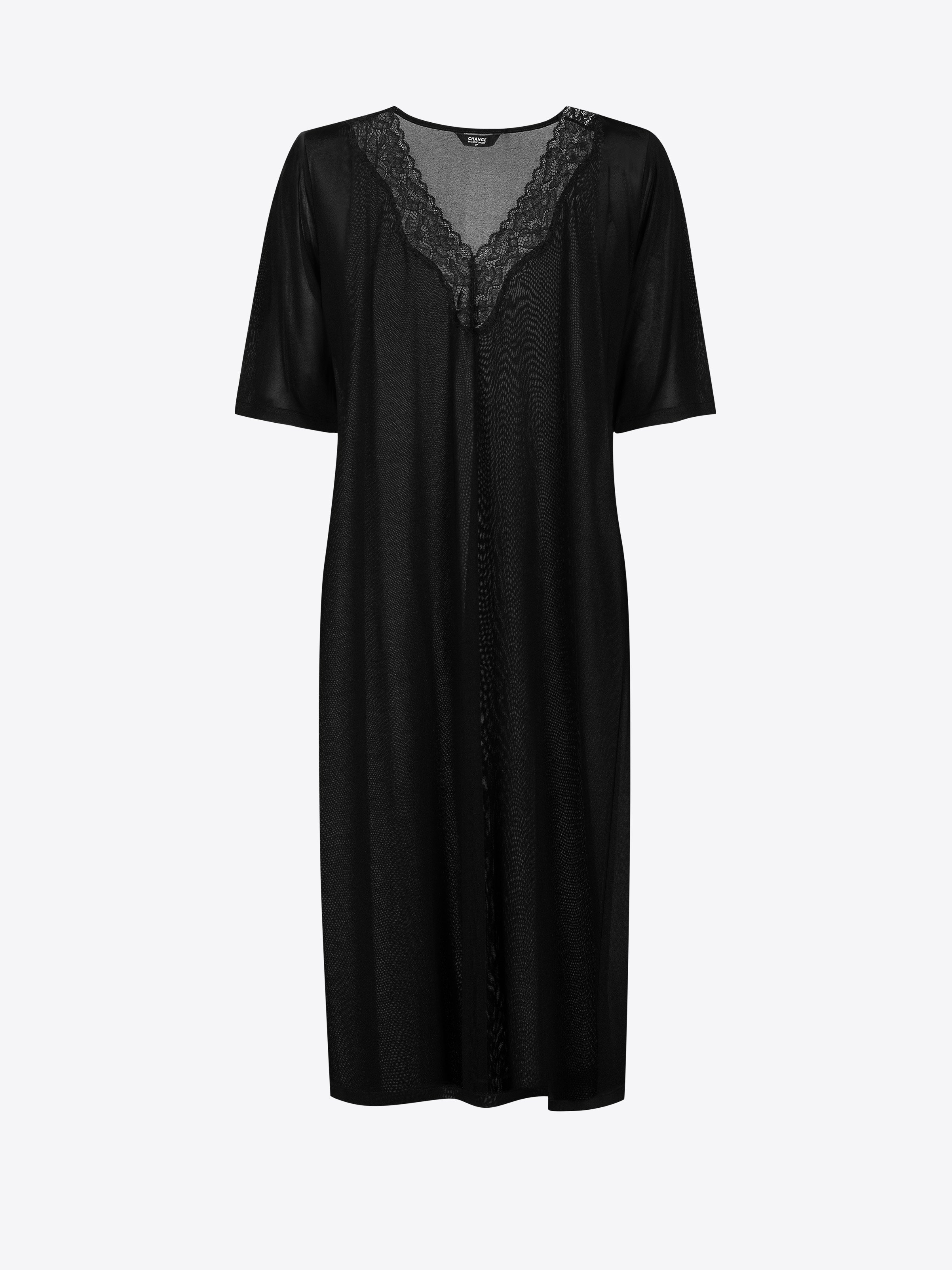 Slayandra Salandra Short Sleeve Nightgown - Black Beauty - $83.99 | CHANGE Lingerie