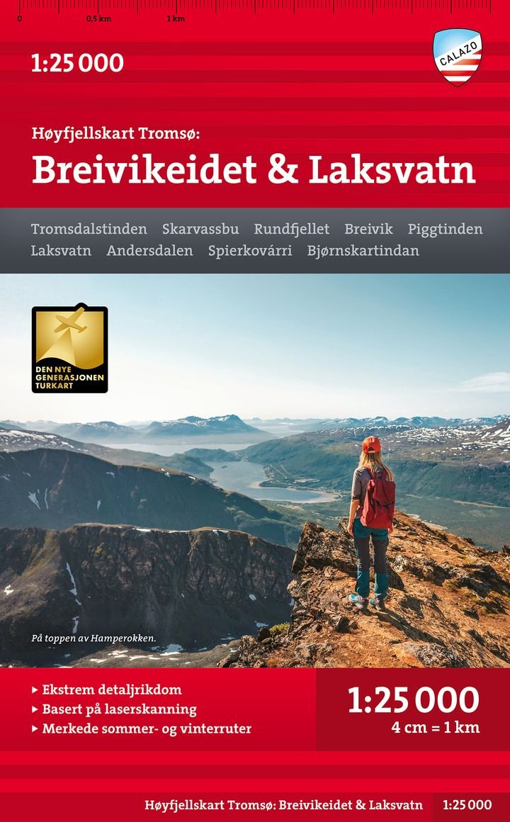 Tromsø: Breivikeidet Laksvatn  - Høyfjellskart