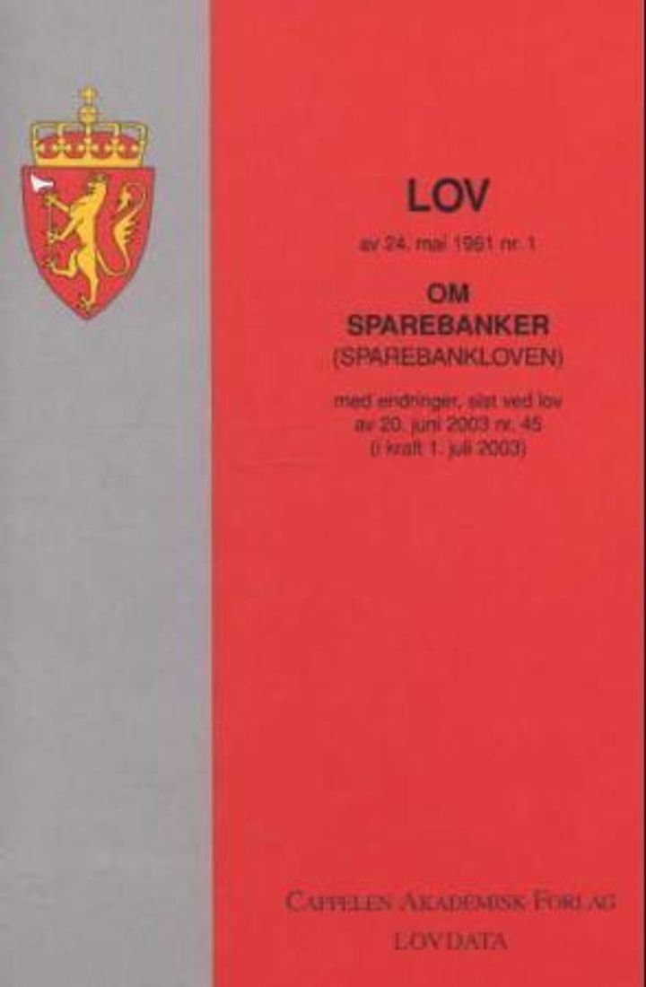 Lov om sparebanker (sparebankloven) av 24. mai 1961 nr. 1 - med endringer, sist ved lov av 10. desember 2004 nr. 81 (i kraft 1. januar 2005)