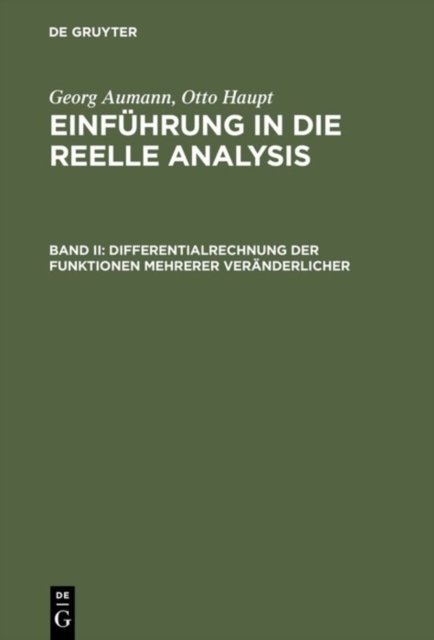 Differentialrechnung der Funktionen mehrerer Veranderlicher