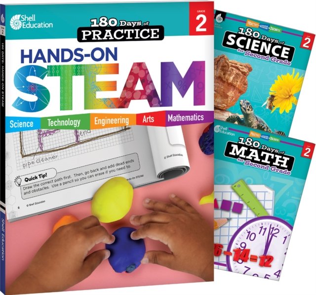 180 Days™: STEAM, Science, & Math Grade 2: 3-Book Set