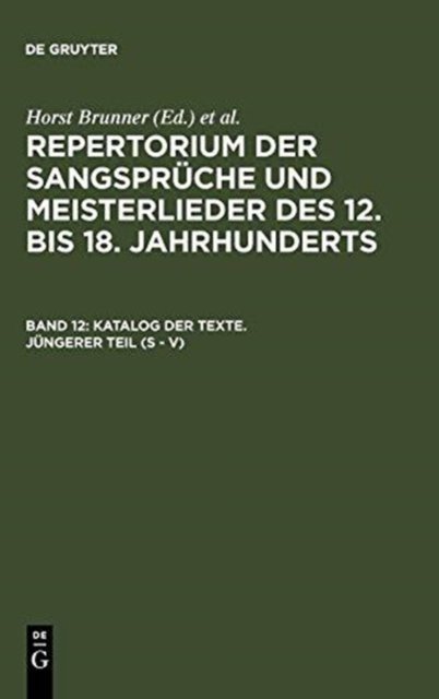 Katalog Der Texte. Jungerer Teil (S - V)