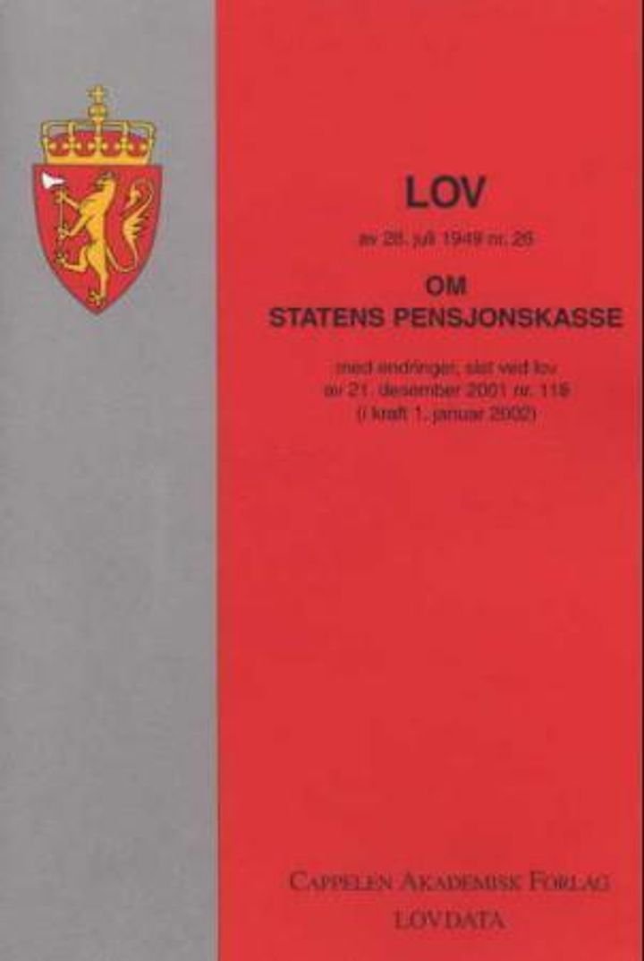 Lov om statens pensjonskasse av 28. juli 1949 nr. 26 - med endringer, sist ved lov av 21. desember 2001 nr. 118 (i kraft 1. januar 2002)