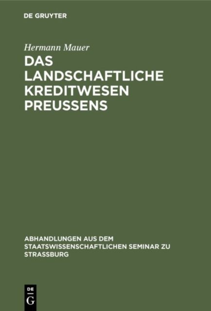 landschaftliche Kreditwesen Preussens