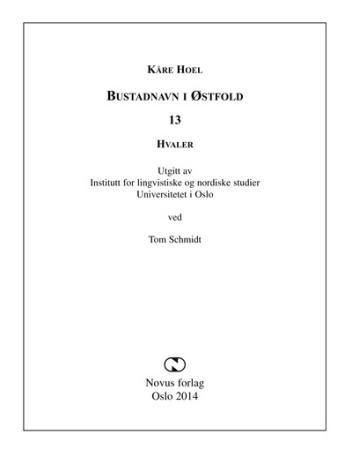 Bustadnavn i Østfold - 13 : Hvaler