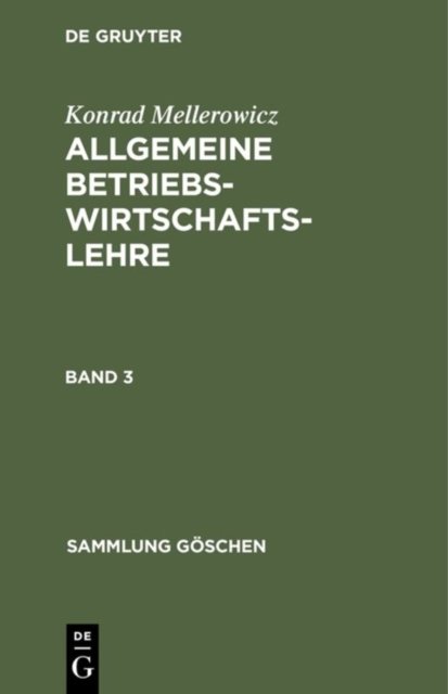 Sammlung Goschen Allgemeine Betriebswirtschaftslehre