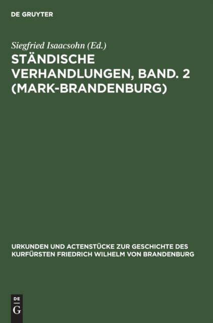 Standische Verhandlungen, Band. 2 (Mark-Brandenburg)