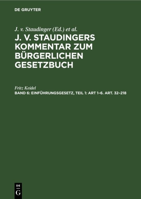 Einfuhrungsgesetz, Teil 1: Art 1-6. Art. 32-218