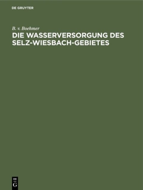 Wasserversorgung des Selz-Wiesbach-Gebietes