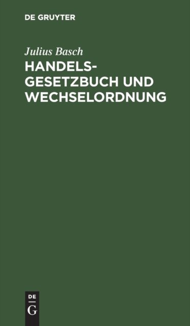 Handelsgesetzbuch Und Wechselordnung