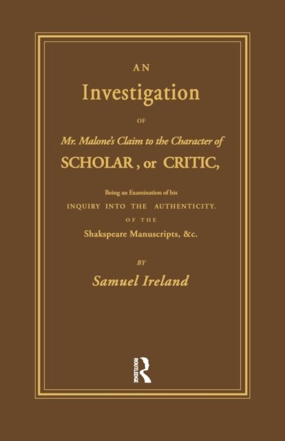 Investigation into Mr. Malone's Claim to Charter of Scholar
