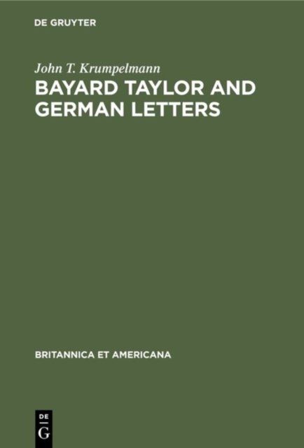 Bayard Taylor and German letters