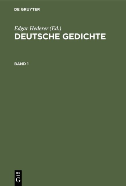 Deutsche Gedichte. Band 1