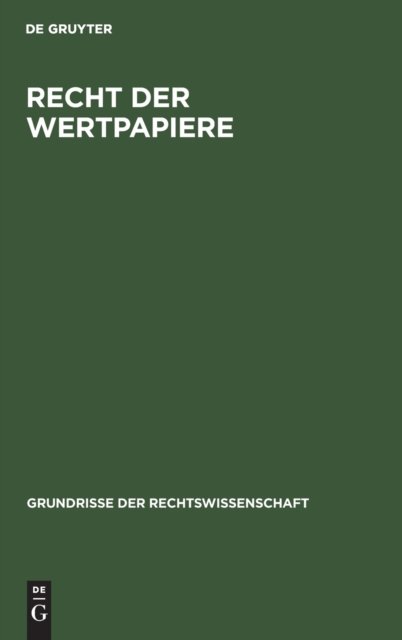 Recht Der Wertpapiere