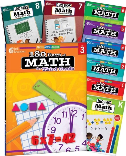 180 Days(TM): Math for Grades K-8: 9-Book Set
