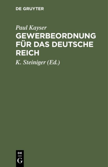Gewerbeordnung Fur Das Deutsche Reich