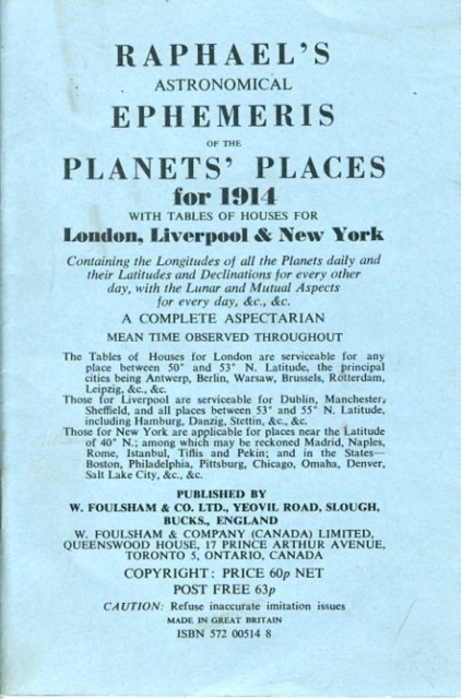 Raphael's Astronomical Ephemeris