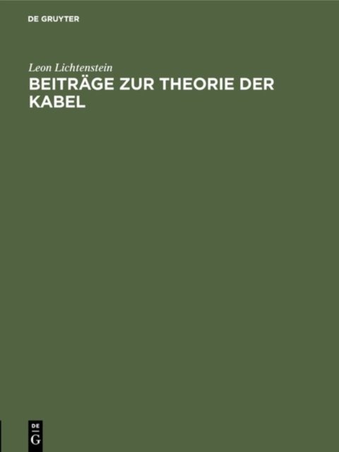 Beitrage Zur Theorie Der Kabel