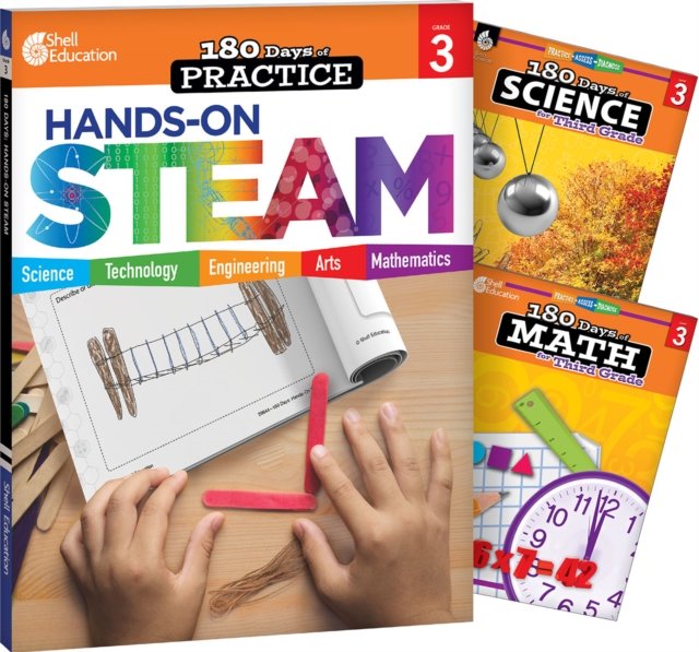 180 Days™: STEAM, Science, & Math Grade 3: 3-Book Set