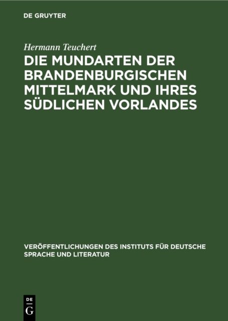 Mundarten der brandenburgischen Mittelmark und ihres südlichen Vorlandes