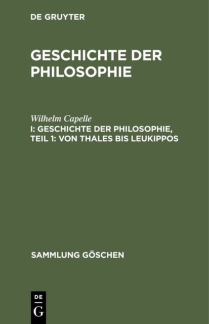 Geschichte der Philosophie, Teil 1