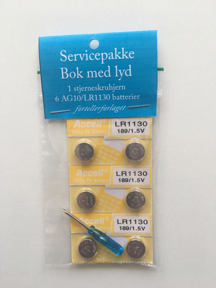 Bok med lyd. Servicepakke. 6 Batterier. 1 stjerneskrujern