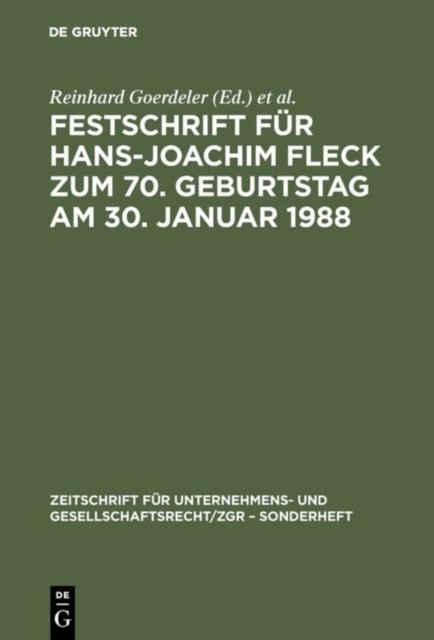 Festschrift fur Hans-Joachim Fleck zum 70. Geburtstag am 30. Januar 1988